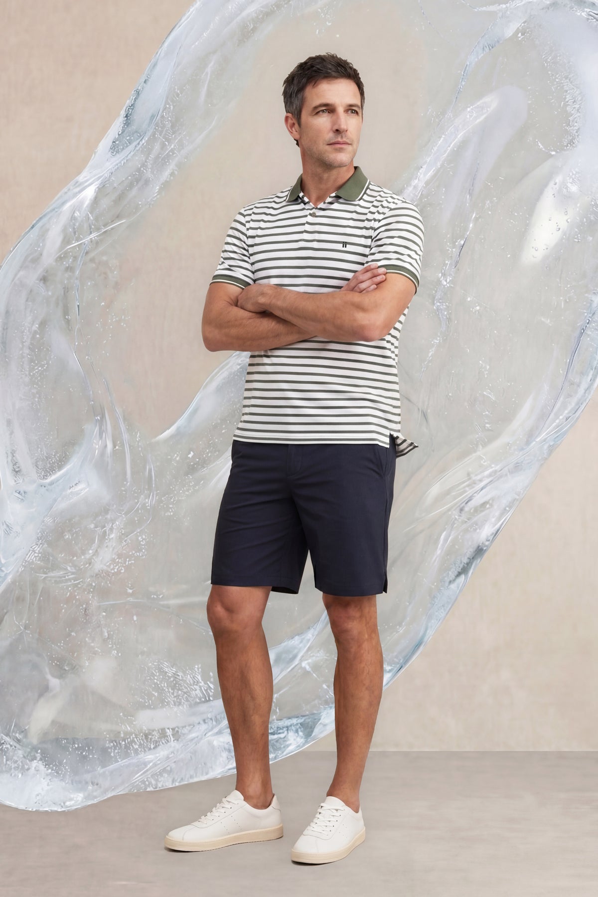 Polo manga corta hombre estampado rayas verde Ice