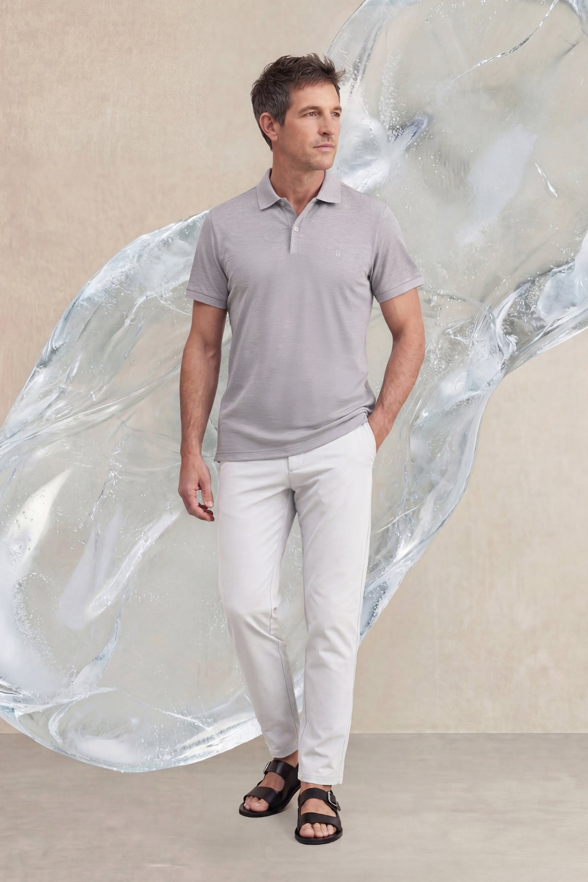 Polo manga corta hombre estampado gris Ice