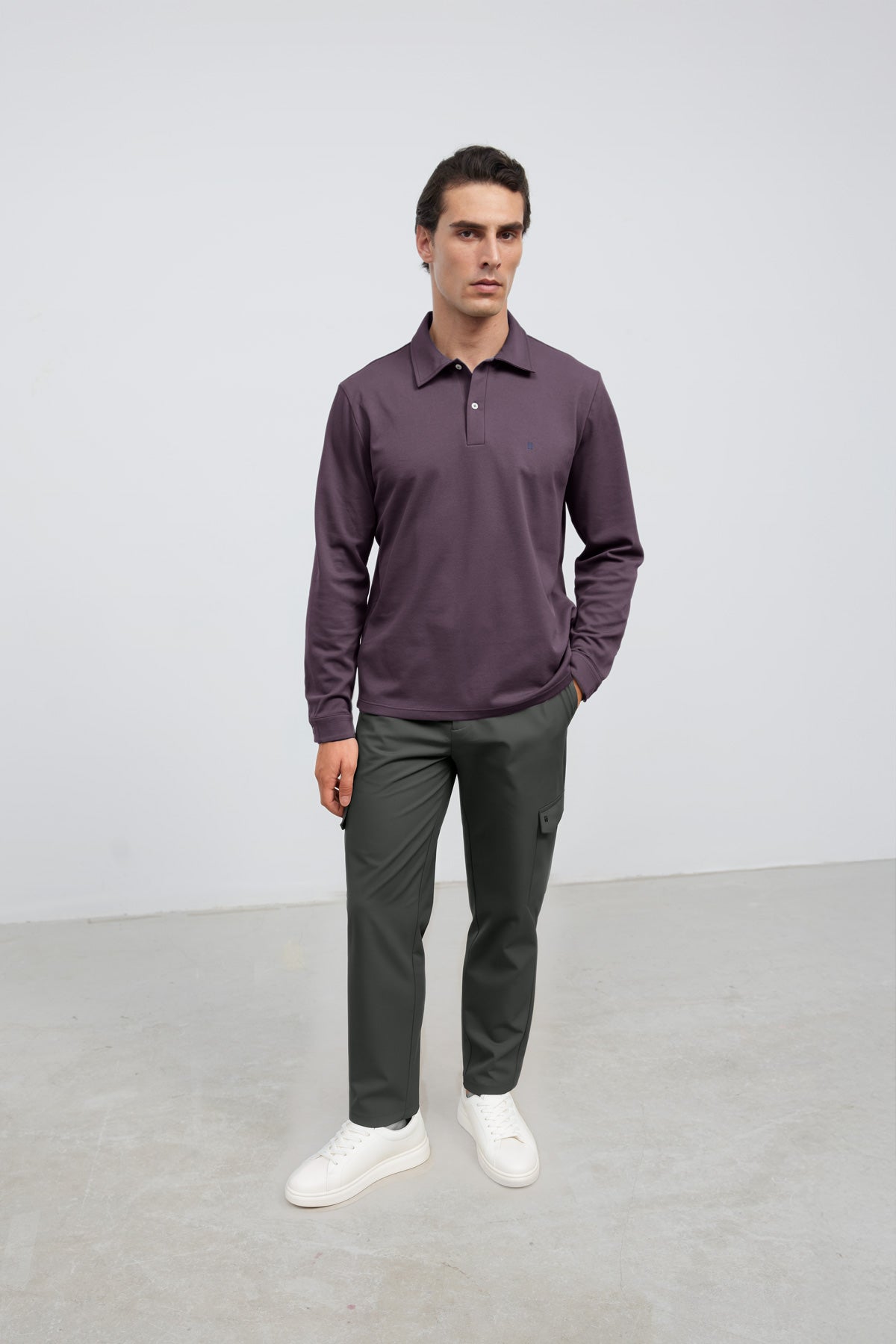 Polo manga larga hombre morado Ranger cuerpo entero