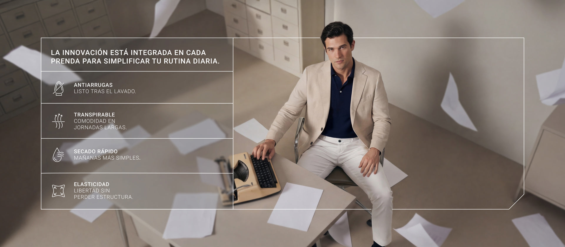 ropa sin arrugas oficina, trabajo y reuniones