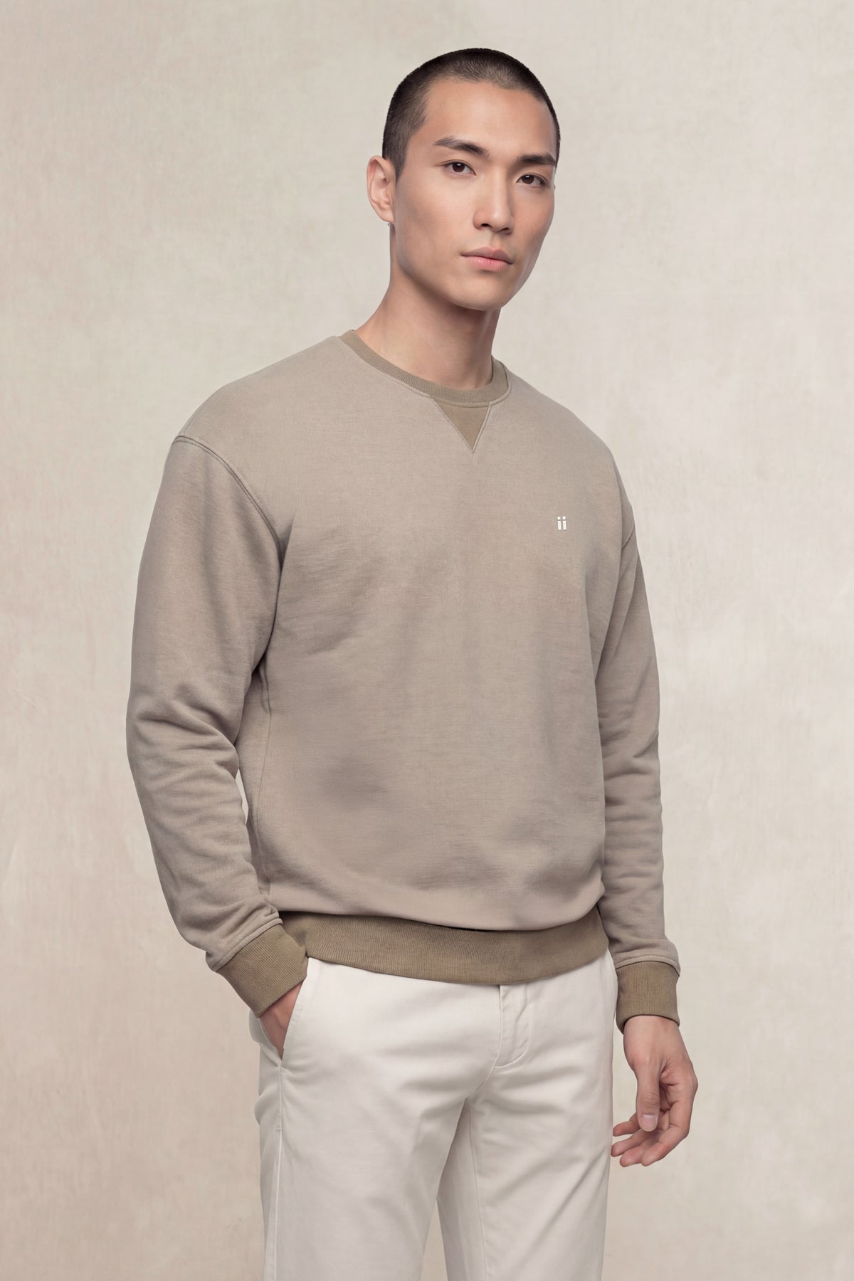 Sudadera mujer beige perfil